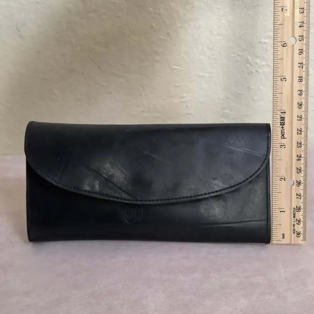 Handmade Black Long Upcycled Rubber Clutch Wallet